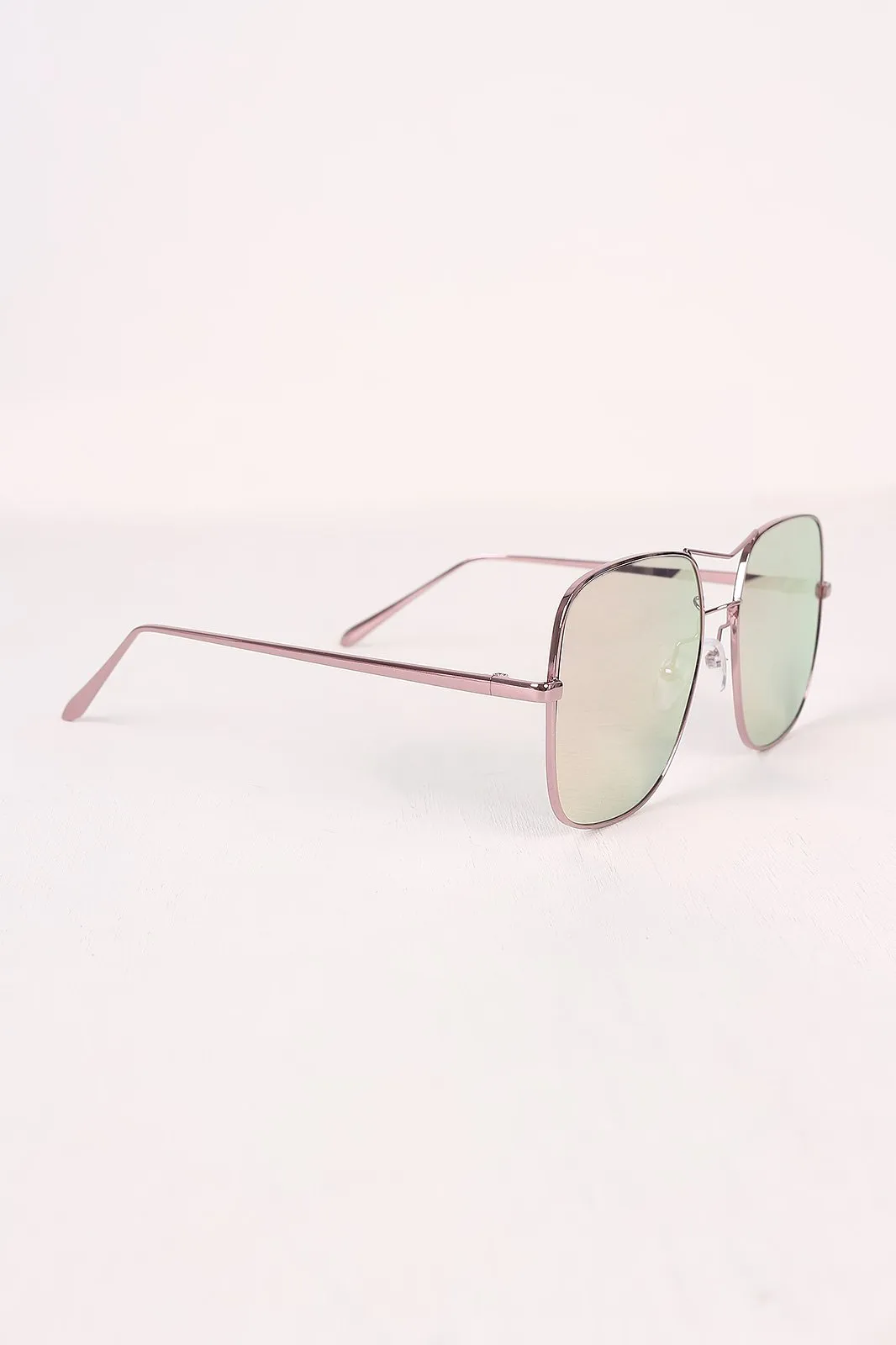 Metal Double Bridge Mirrored Sunglasses