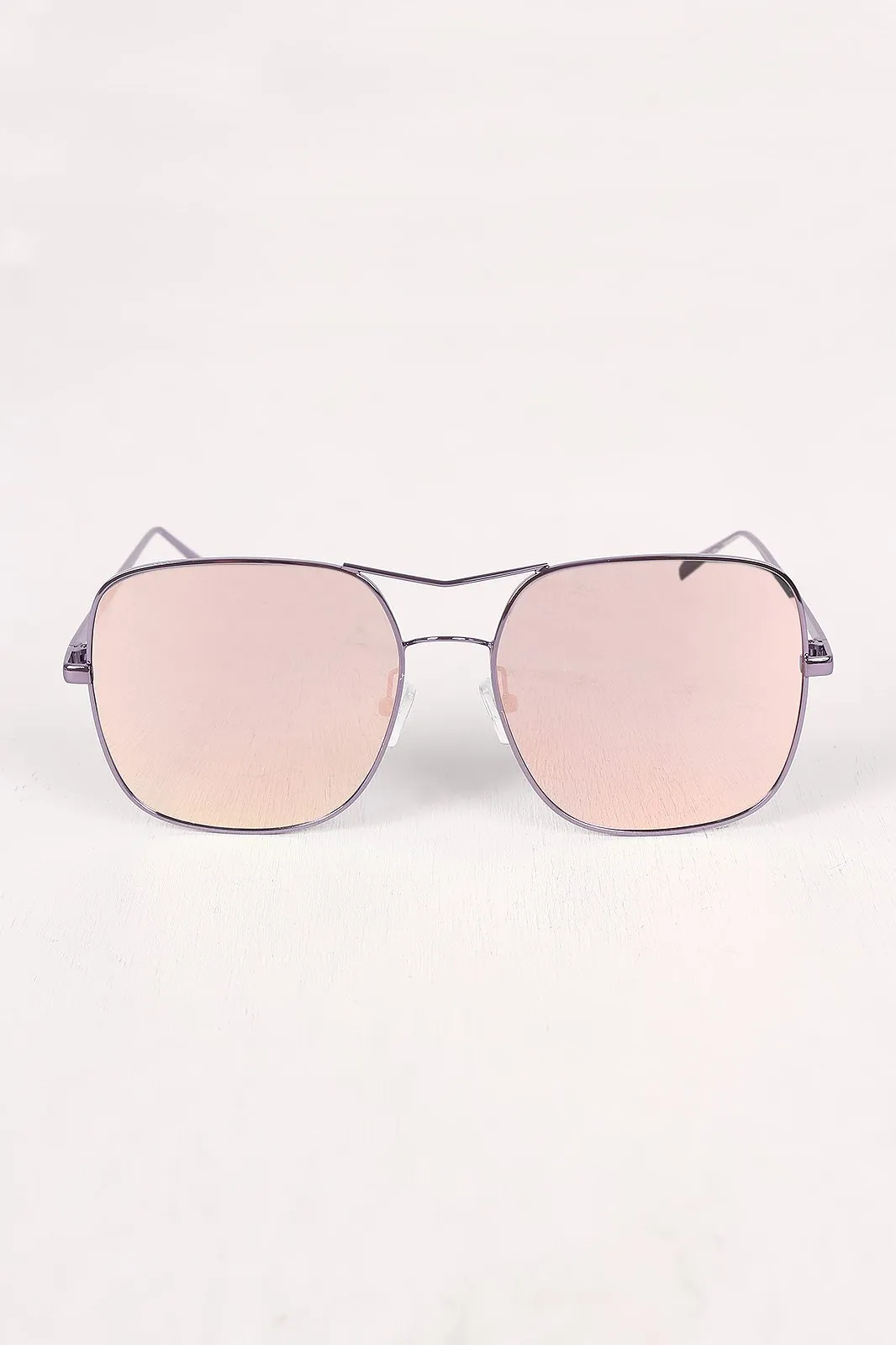 Metal Double Bridge Mirrored Sunglasses