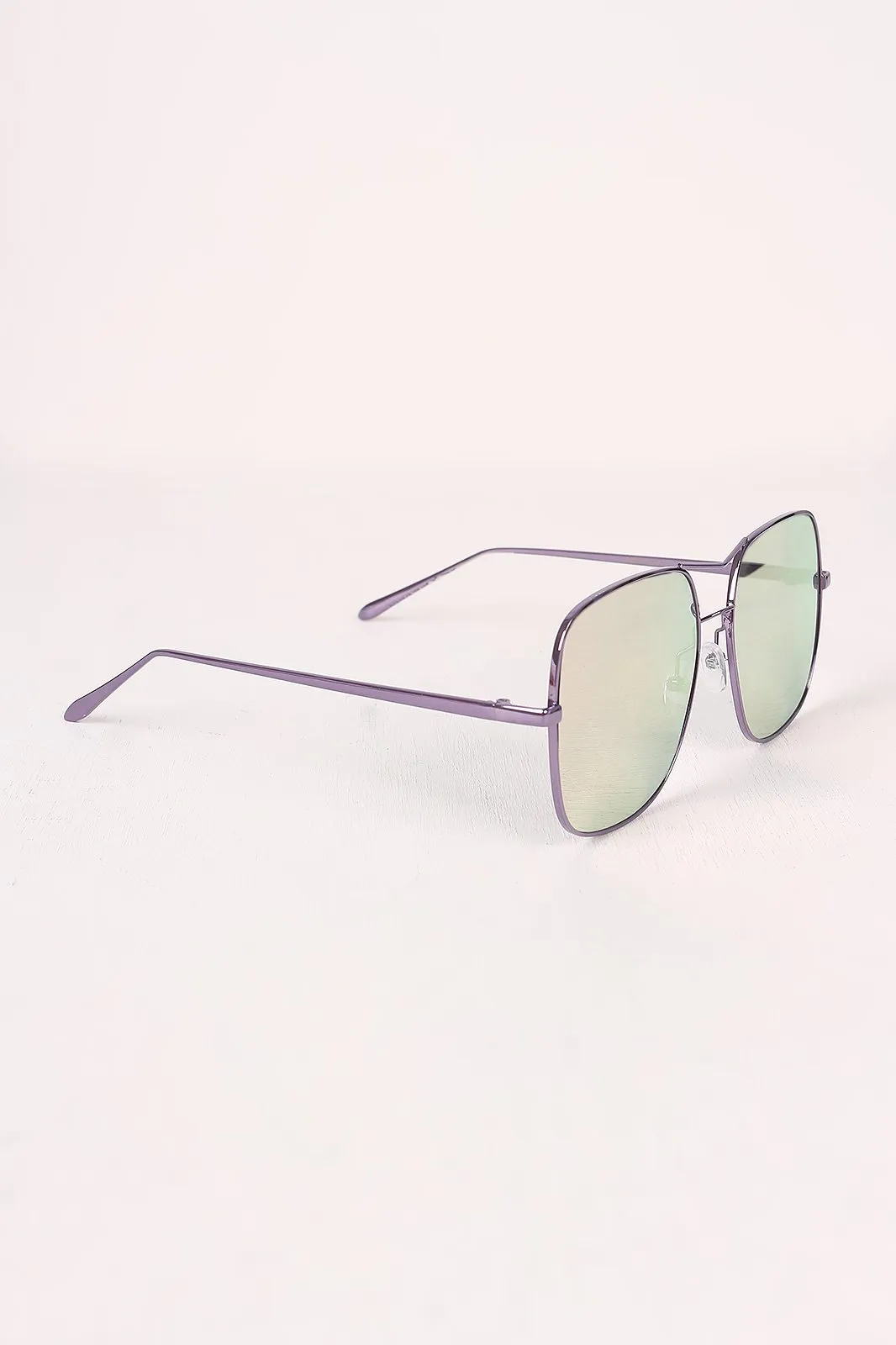 Metal Double Bridge Mirrored Sunglasses