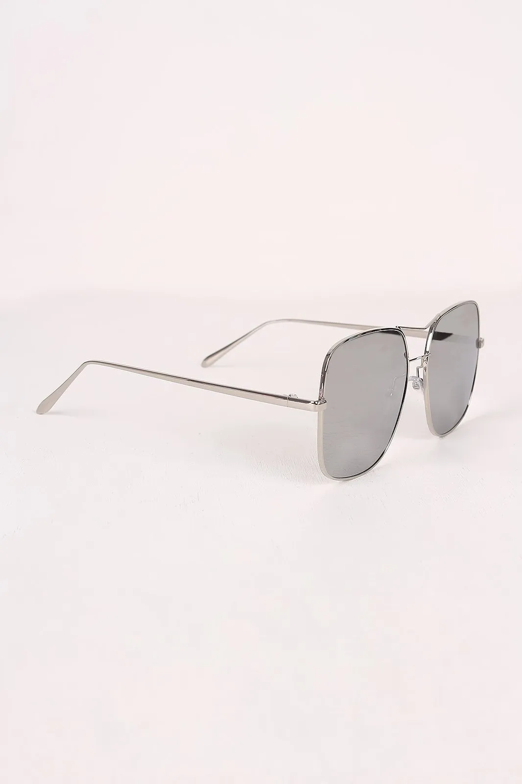 Metal Double Bridge Mirrored Sunglasses