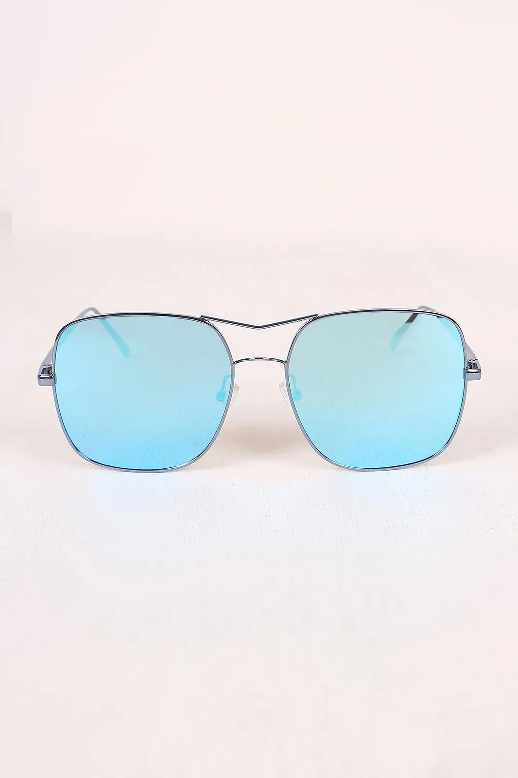 Metal Double Bridge Mirrored Sunglasses