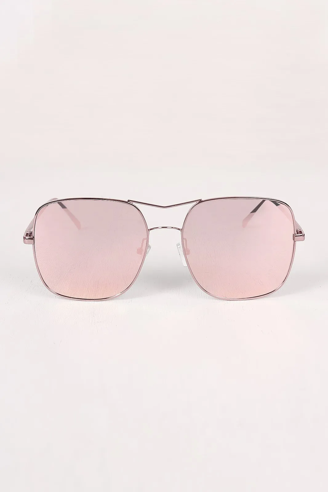 Metal Double Bridge Mirrored Sunglasses