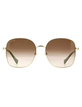 Metal Gradient Sunglasses, Gold/Brown