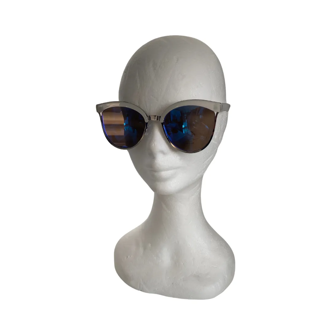 Mirrored Cat-Eye Sunglasses White Blue