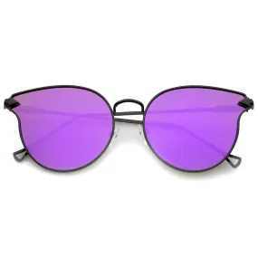 Modern Flat Mirror Lens Horned Rim Sunglasses A854