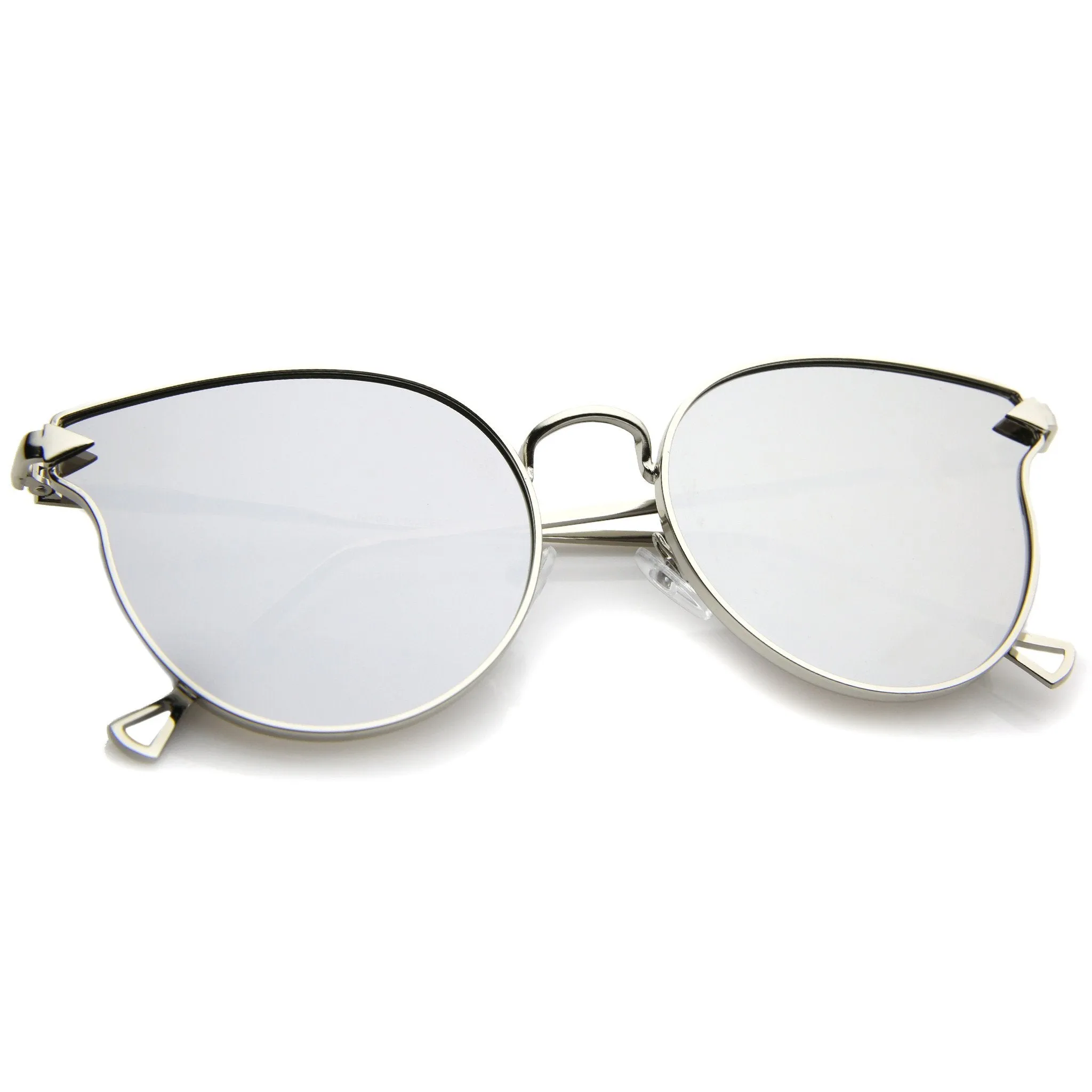 Modern Flat Mirror Lens Horned Rim Sunglasses A854