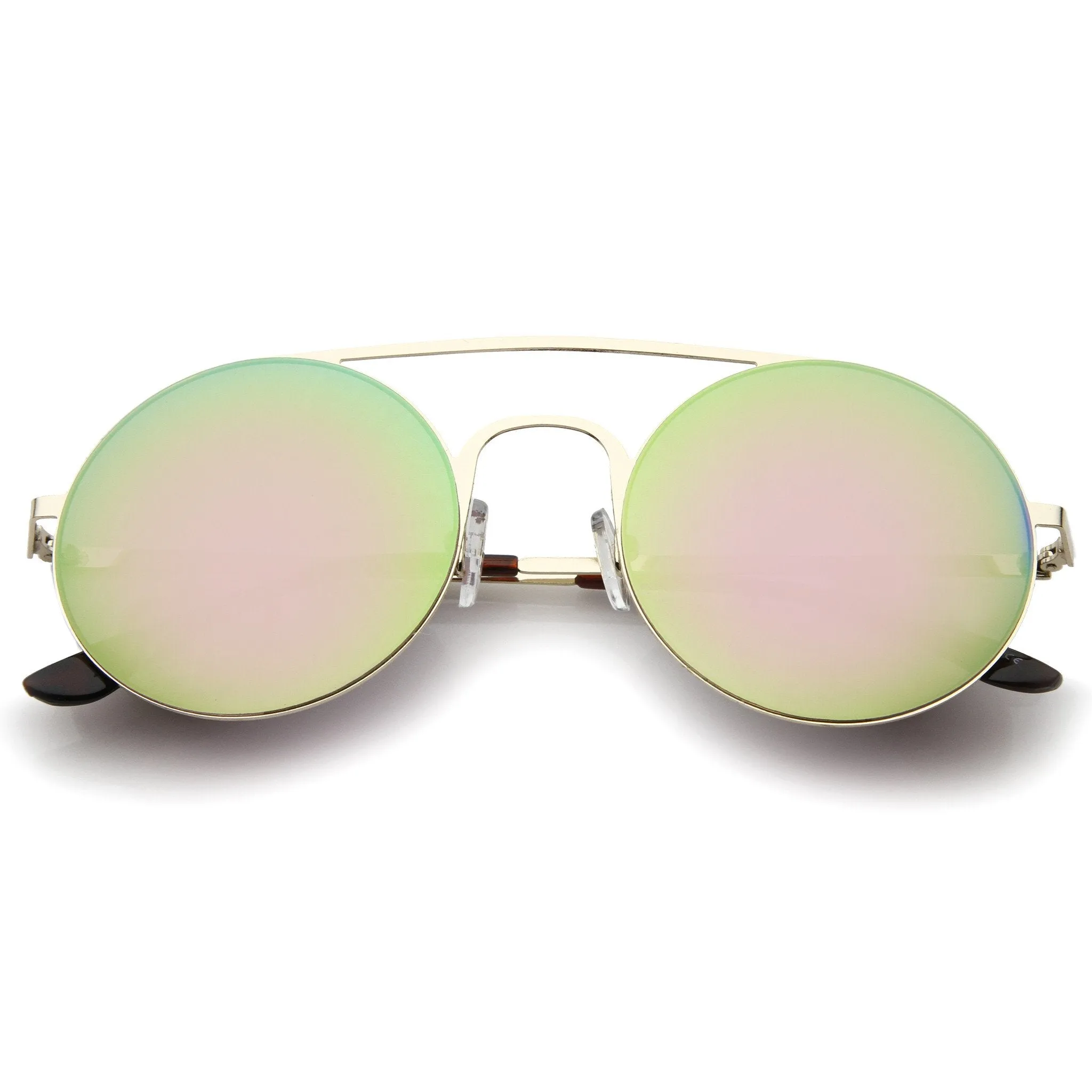 Modern Slim Round Mirrored Flat Lens Sunglasses A505