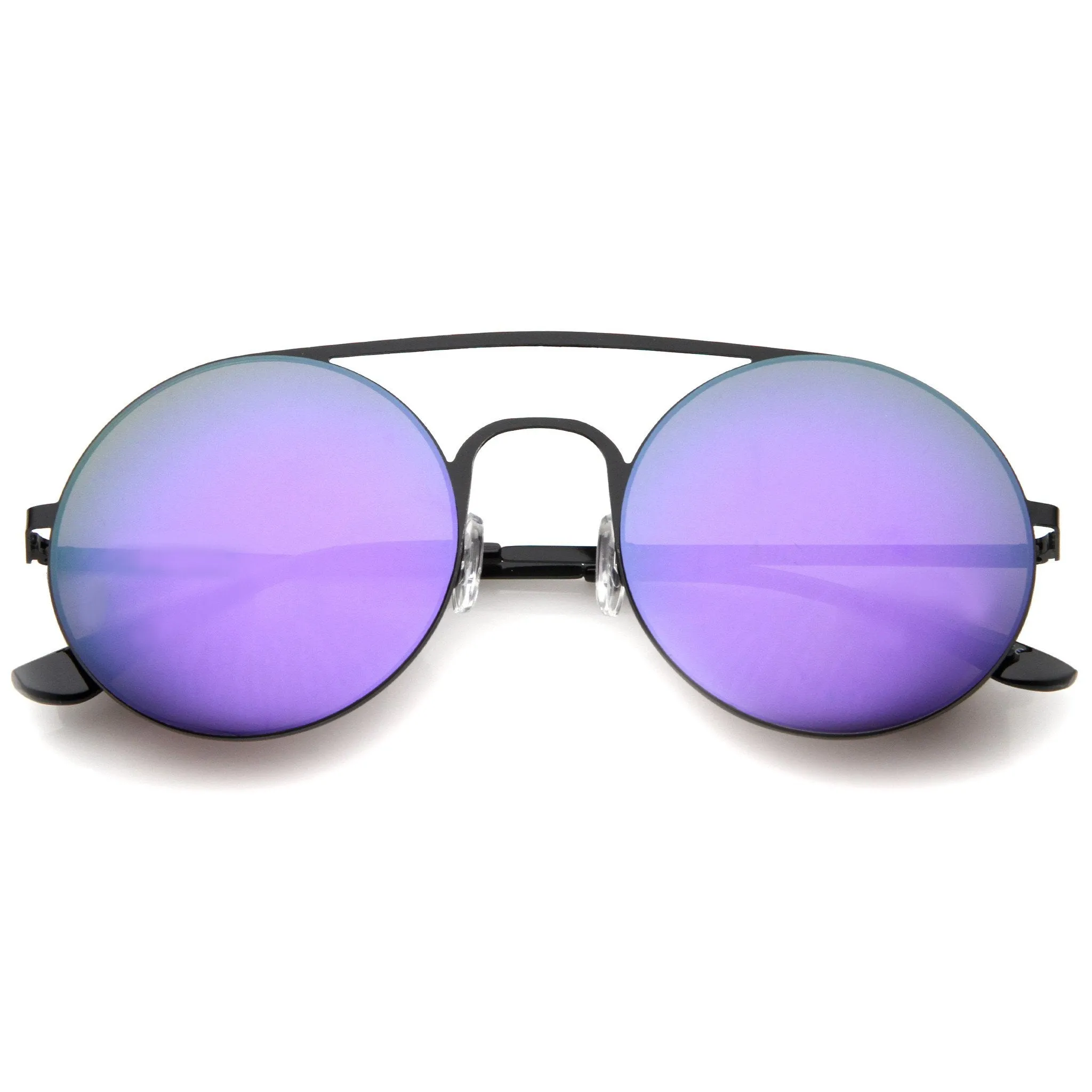 Modern Slim Round Mirrored Flat Lens Sunglasses A505