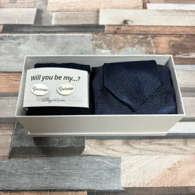 Navy Paisley Groomsman Proposal Gift Box