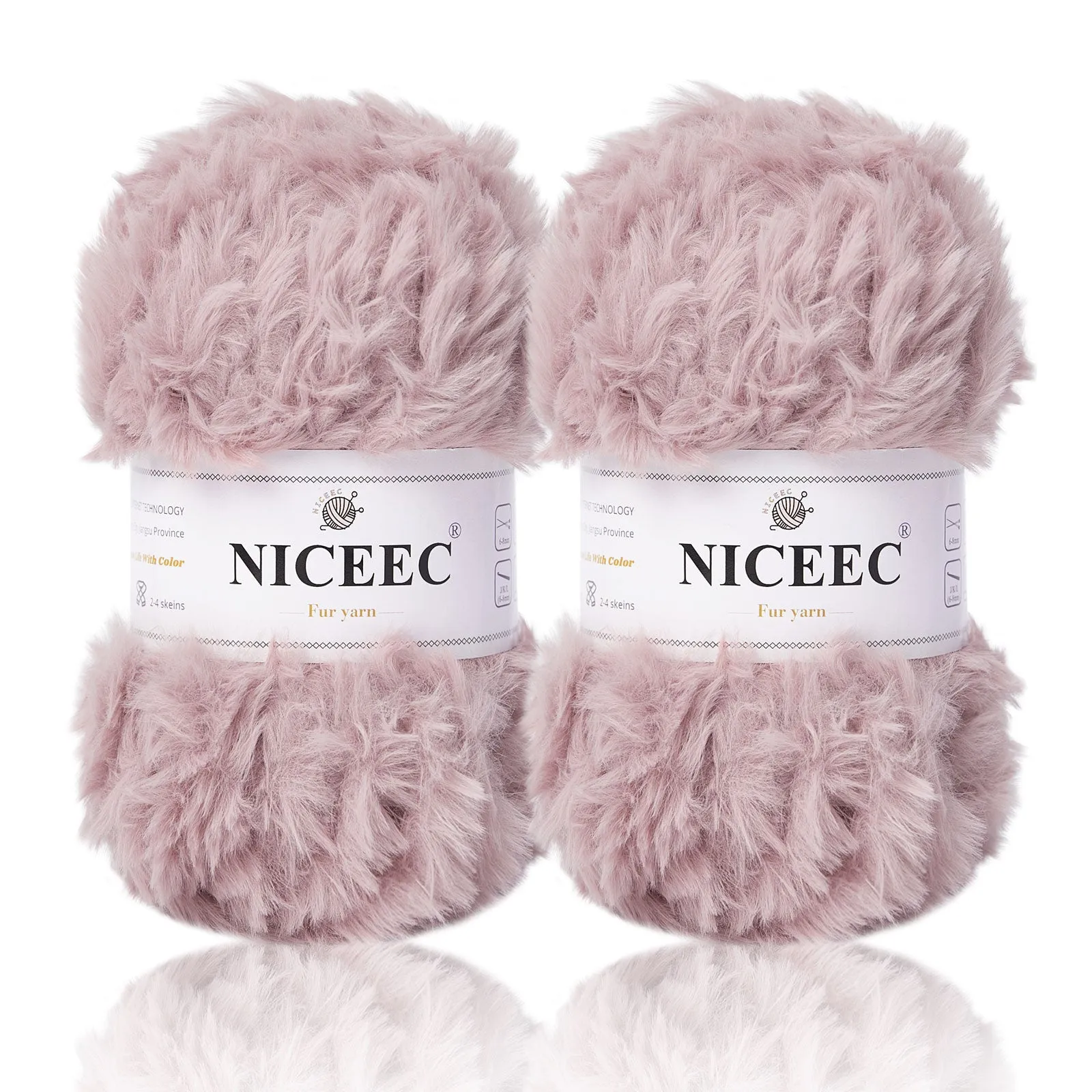 NICEEC 2 Skeins Super Soft Fur Yarn Chunky Fluffy Faux Fur Yarn Eyelash Yarn for Crochet Knit -Total Length 2×32m(2×35yds,50g×2)