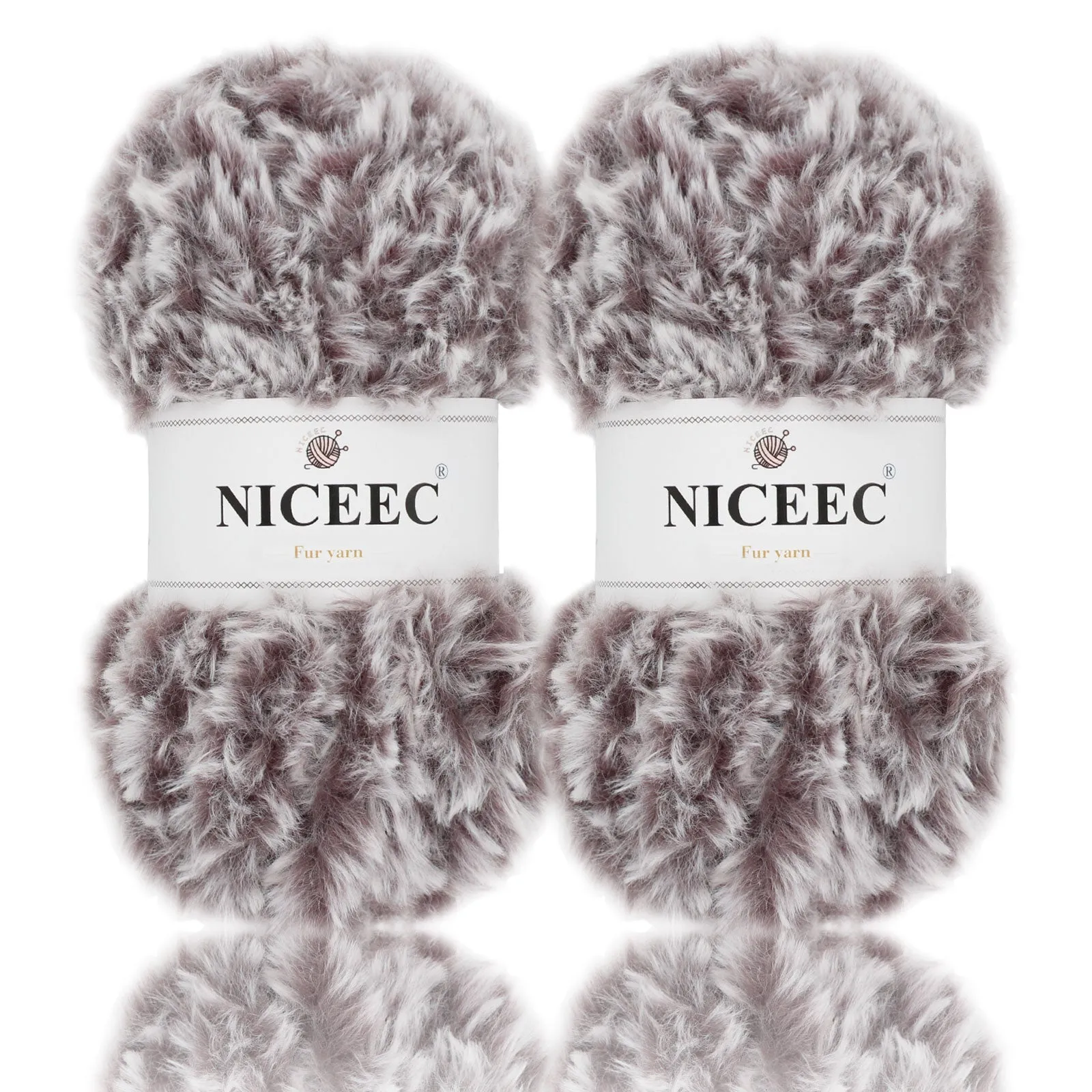 NICEEC 2 Skeins Super Soft Fur Yarn Chunky Fluffy Faux Fur Yarn Eyelash Yarn for Crochet Knit -Total Length 2×32m(2×35yds,50g×2)