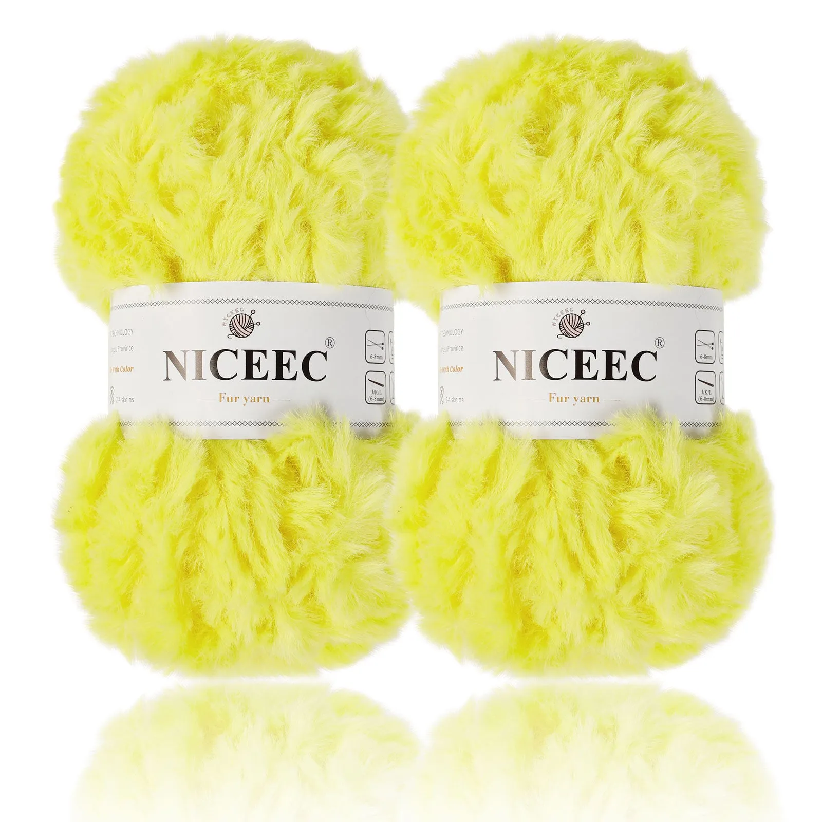 NICEEC 2 Skeins Super Soft Fur Yarn Chunky Fluffy Faux Fur Yarn Eyelash Yarn for Crochet Knit -Total Length 2×32m(2×35yds,50g×2)