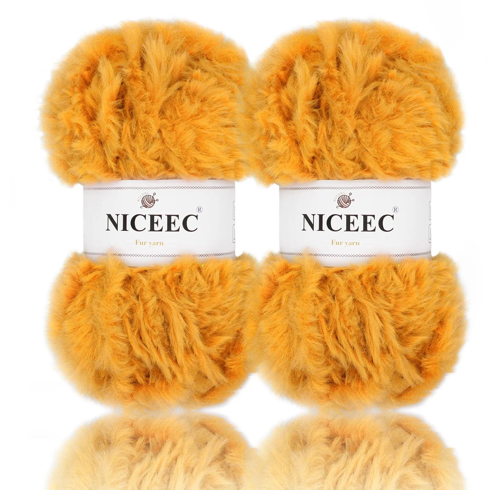 NICEEC 2 Skeins Super Soft Fur Yarn Chunky Fluffy Faux Fur Yarn Eyelash Yarn for Crochet Knit -Total Length 2×32m(2×35yds,50g×2)