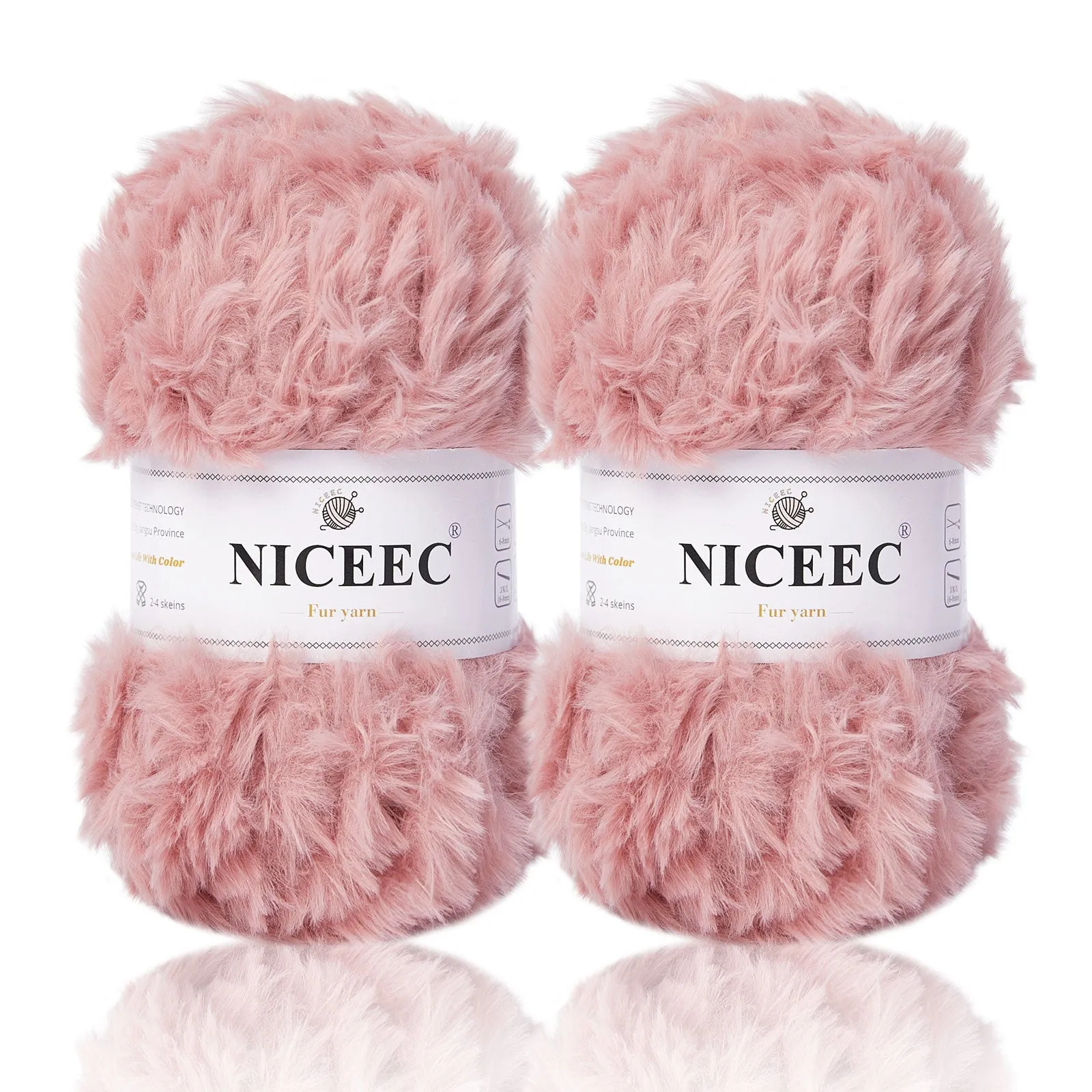 NICEEC 2 Skeins Super Soft Fur Yarn Chunky Fluffy Faux Fur Yarn Eyelash Yarn for Crochet Knit -Total Length 2×32m(2×35yds,50g×2)