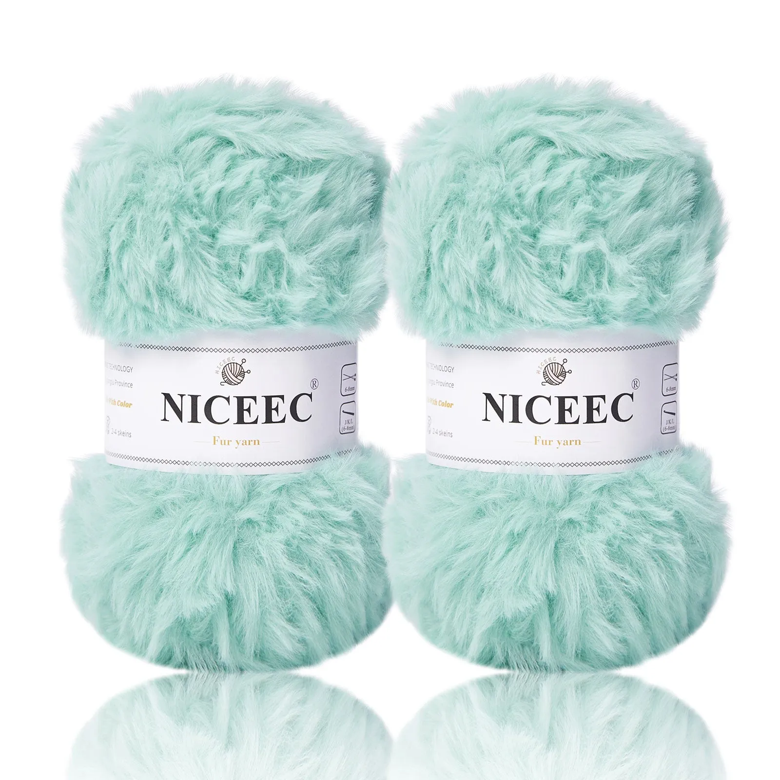 NICEEC 2 Skeins Super Soft Fur Yarn Chunky Fluffy Faux Fur Yarn Eyelash Yarn for Crochet Knit -Total Length 2×32m(2×35yds,50g×2)