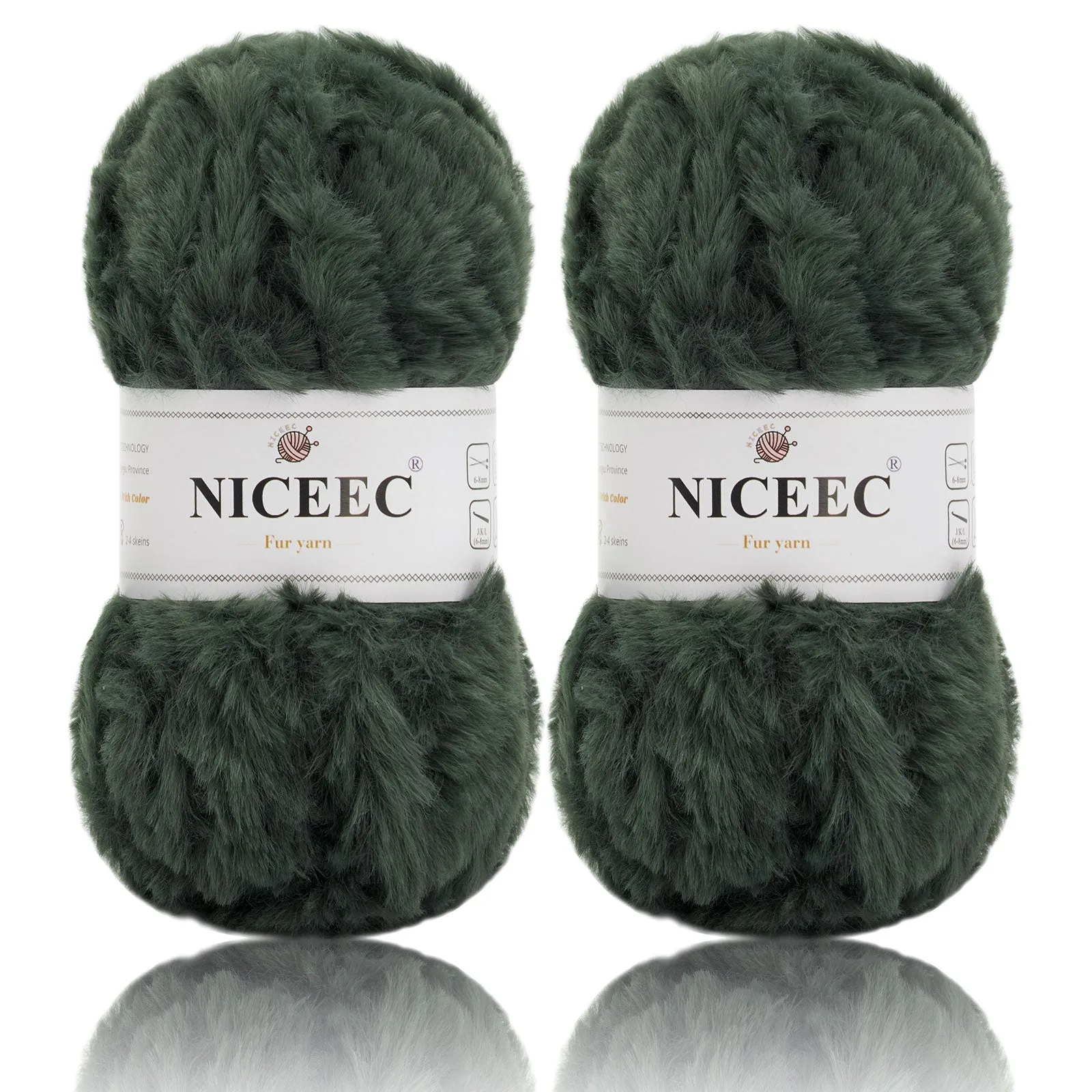 NICEEC 2 Skeins Super Soft Fur Yarn Chunky Fluffy Faux Fur Yarn Eyelash Yarn for Crochet Knit -Total Length 2×32m(2×35yds,50g×2)