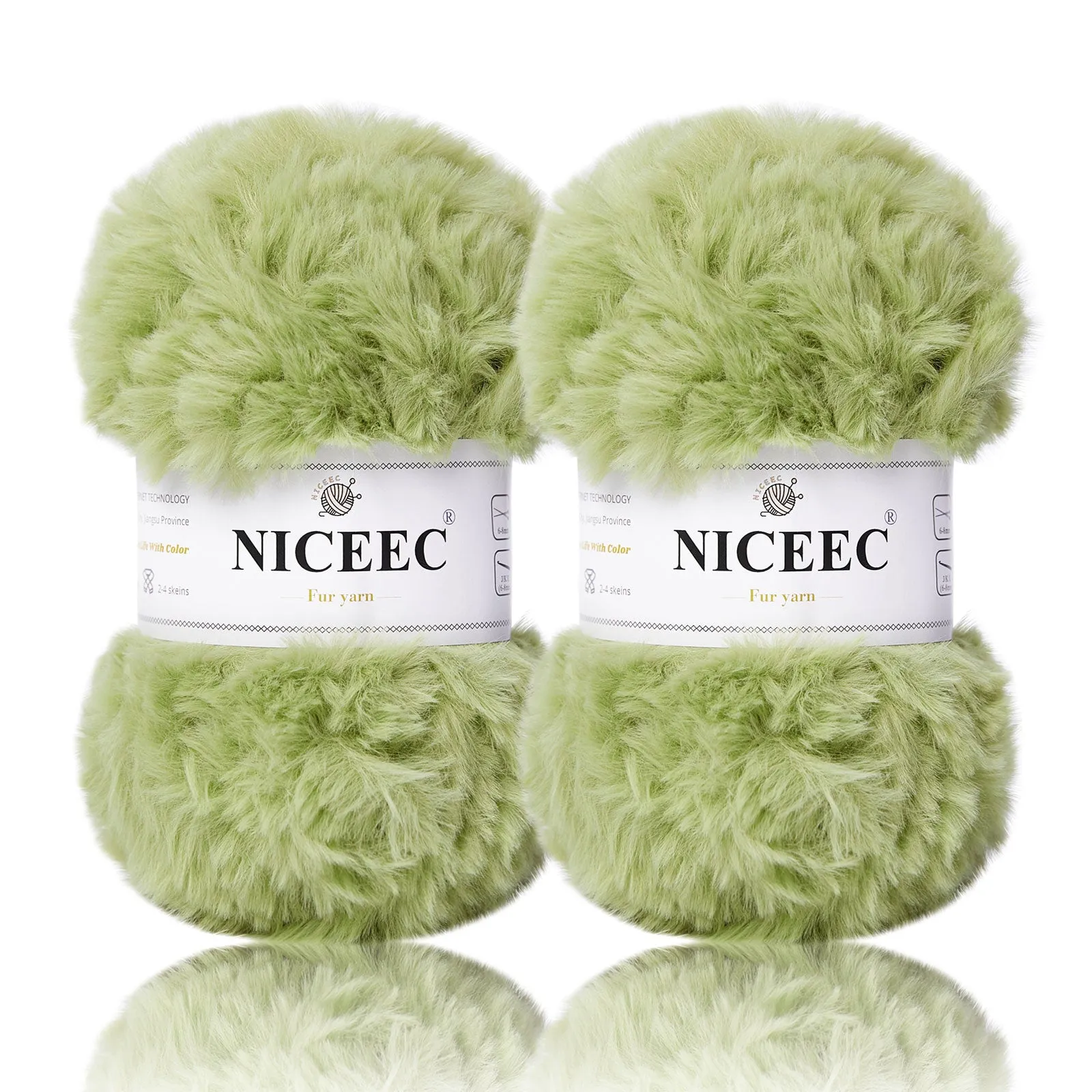 NICEEC 2 Skeins Super Soft Fur Yarn Chunky Fluffy Faux Fur Yarn Eyelash Yarn for Crochet Knit -Total Length 2×32m(2×35yds,50g×2)