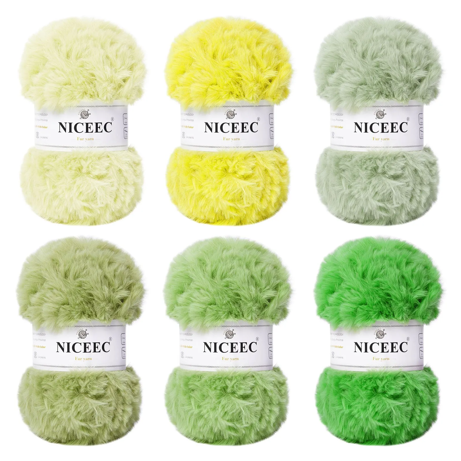 NICEEC 2 Skeins Super Soft Fur Yarn Chunky Fluffy Faux Fur Yarn Eyelash Yarn for Crochet Knit -Total Length 2×32m(2×35yds,50g×2)