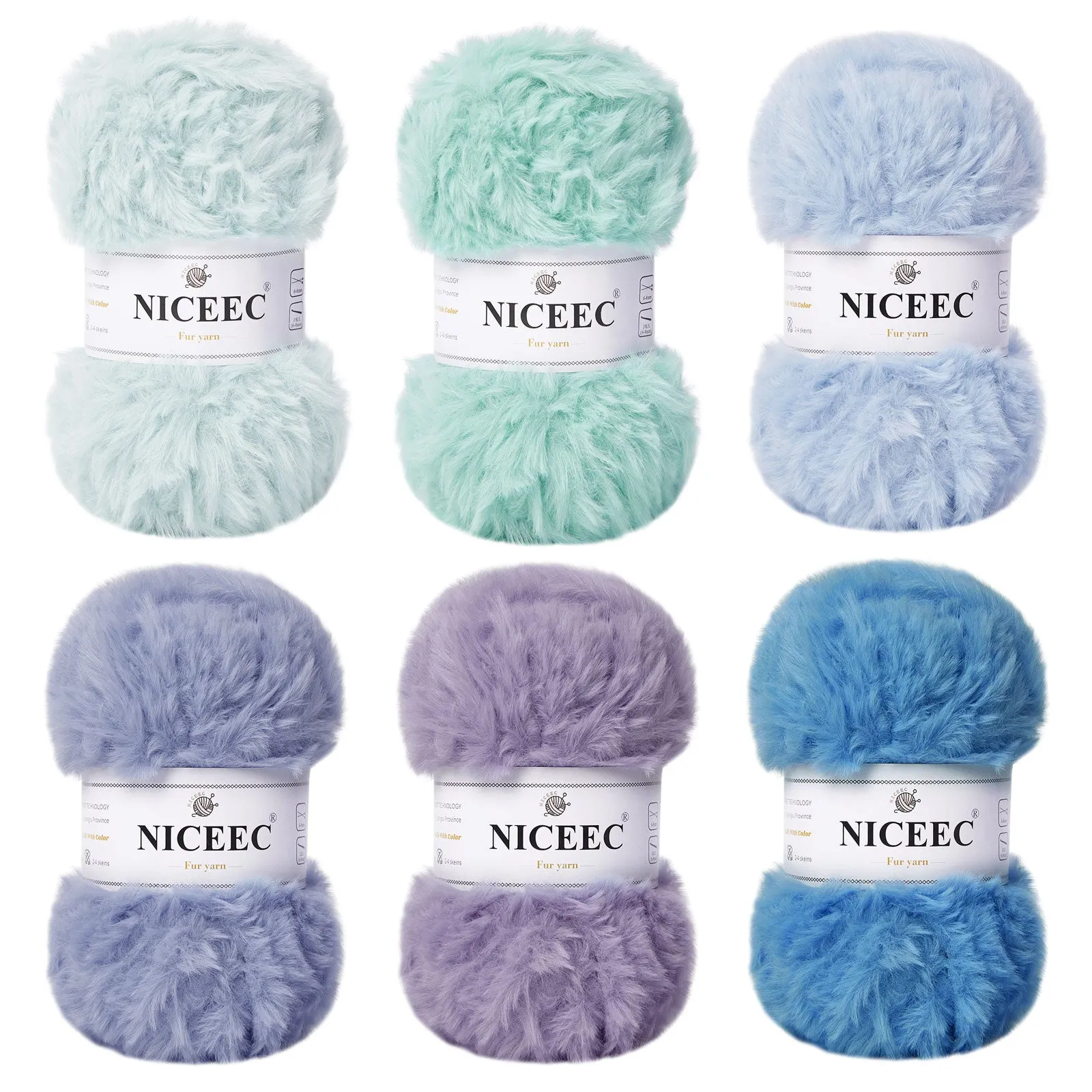 NICEEC 2 Skeins Super Soft Fur Yarn Chunky Fluffy Faux Fur Yarn Eyelash Yarn for Crochet Knit -Total Length 2×32m(2×35yds,50g×2)