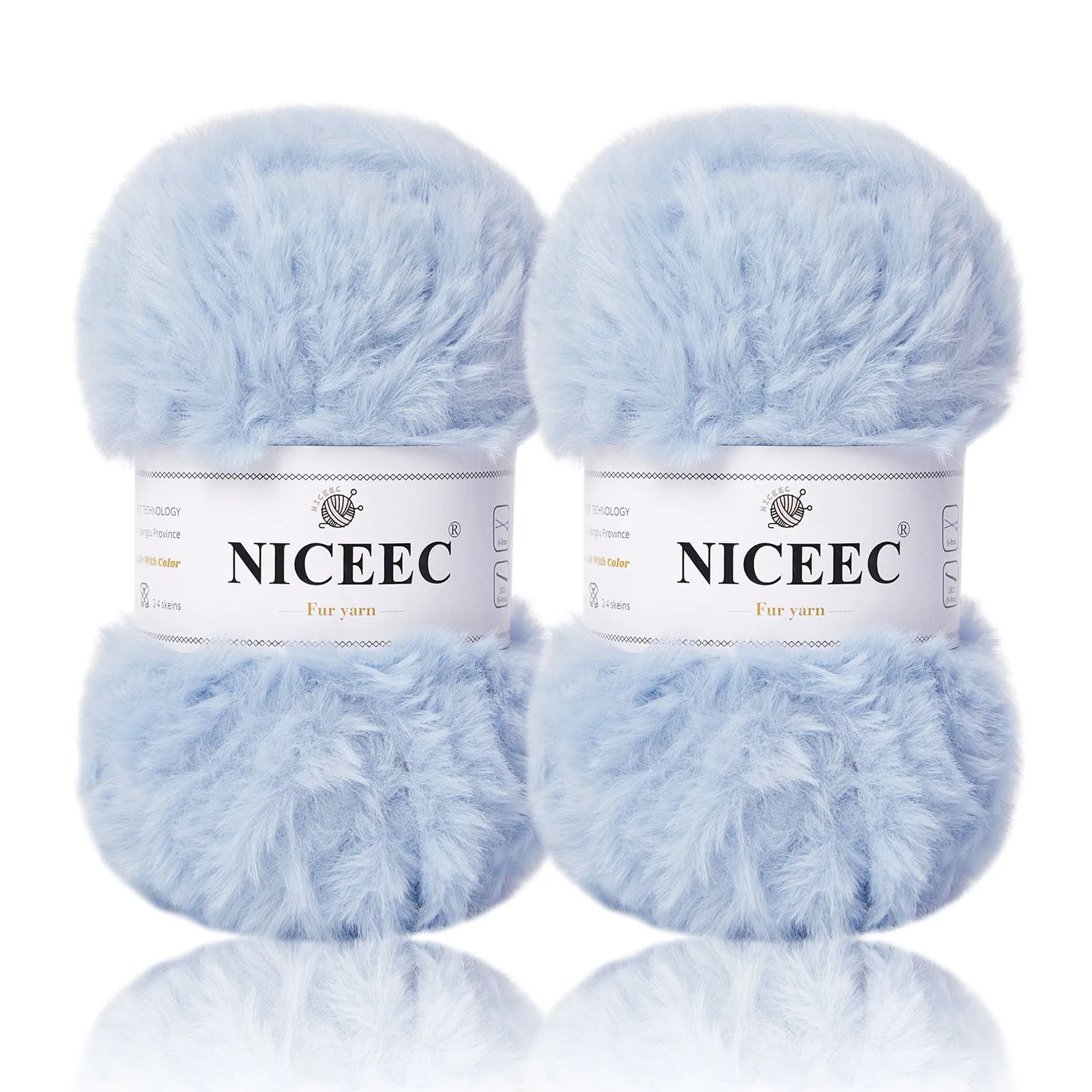 NICEEC 2 Skeins Super Soft Fur Yarn Chunky Fluffy Faux Fur Yarn Eyelash Yarn for Crochet Knit -Total Length 2×32m(2×35yds,50g×2)