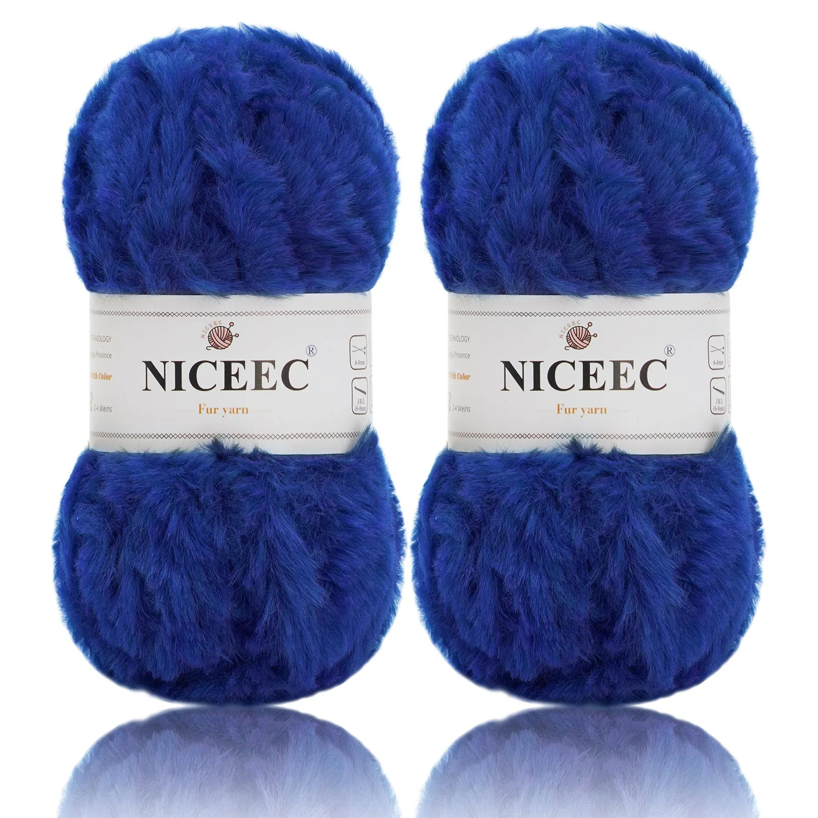 NICEEC 2 Skeins Super Soft Fur Yarn Chunky Fluffy Faux Fur Yarn Eyelash Yarn for Crochet Knit -Total Length 2×32m(2×35yds,50g×2)