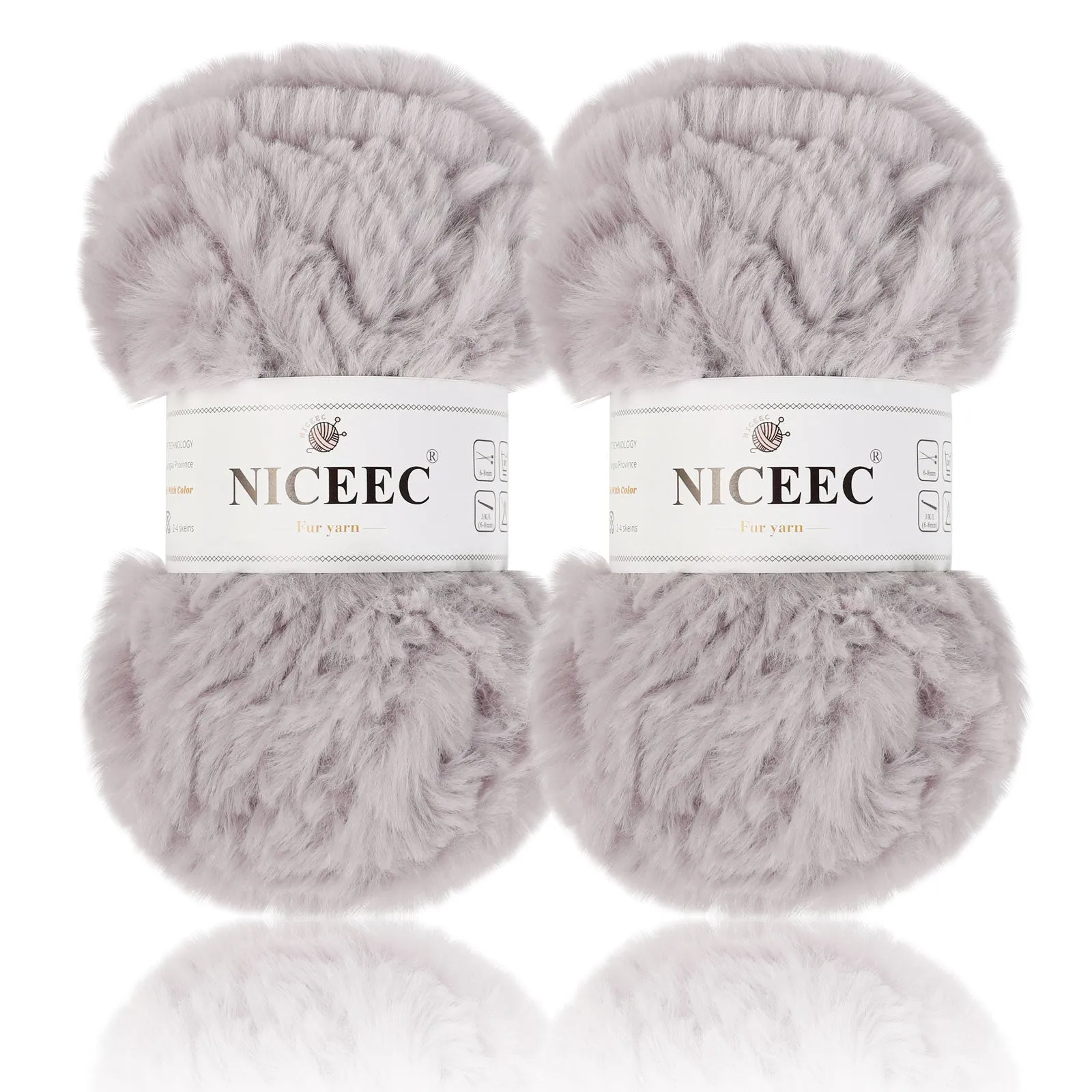 NICEEC 2 Skeins Super Soft Fur Yarn Chunky Fluffy Faux Fur Yarn Eyelash Yarn for Crochet Knit -Total Length 2×32m(2×35yds,50g×2)