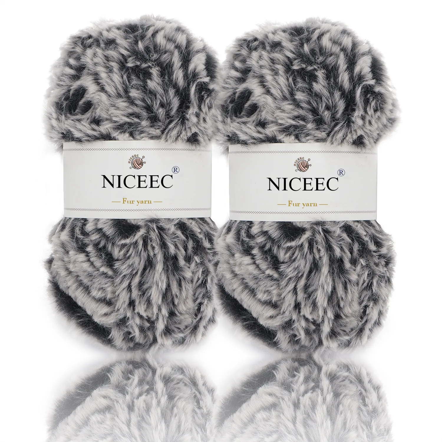 NICEEC 2 Skeins Super Soft Fur Yarn Chunky Fluffy Faux Fur Yarn Eyelash Yarn for Crochet Knit -Total Length 2×32m(2×35yds,50g×2)