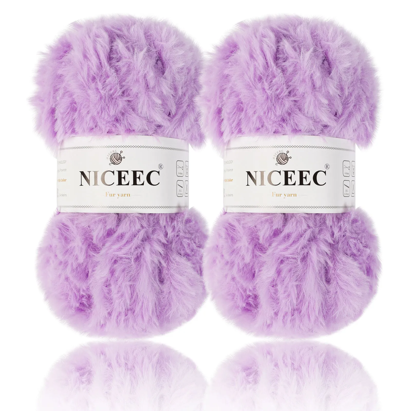 NICEEC 2 Skeins Super Soft Fur Yarn Chunky Fluffy Faux Fur Yarn Eyelash Yarn for Crochet Knit -Total Length 2×32m(2×35yds,50g×2)