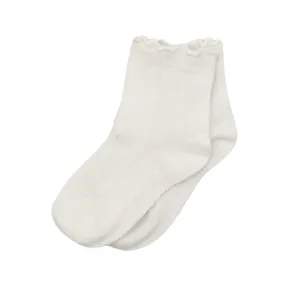 Patterned Scallop Rib Socks - White