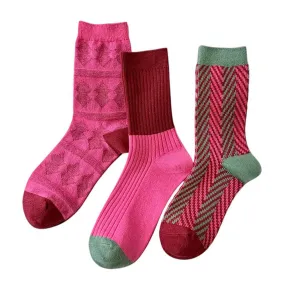 Pink & Green Patterned Socks