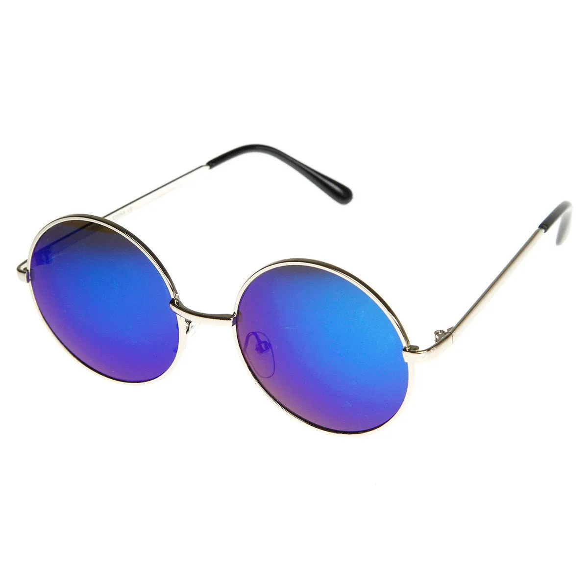 Retro Flash Color Mirror Lens Round Metal Sunglasses 9203