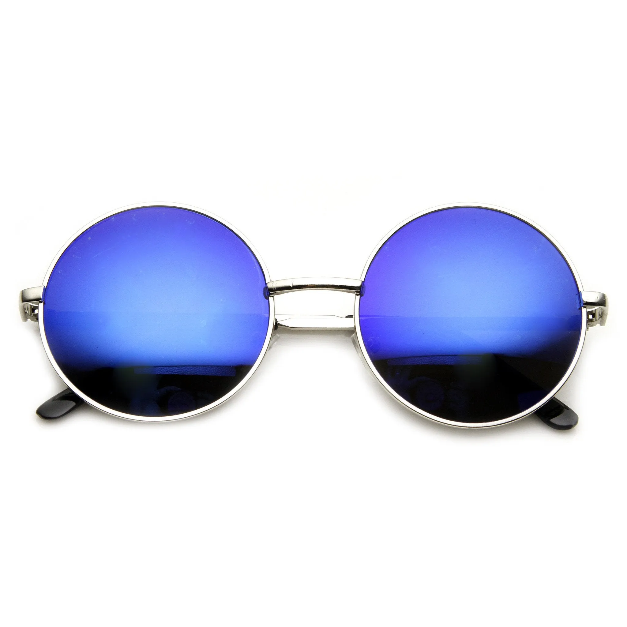 Retro Flash Color Mirror Lens Round Metal Sunglasses 9203