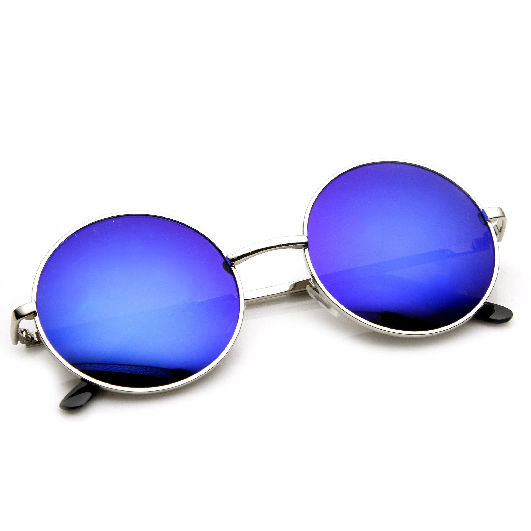 Retro Flash Color Mirror Lens Round Metal Sunglasses 9203