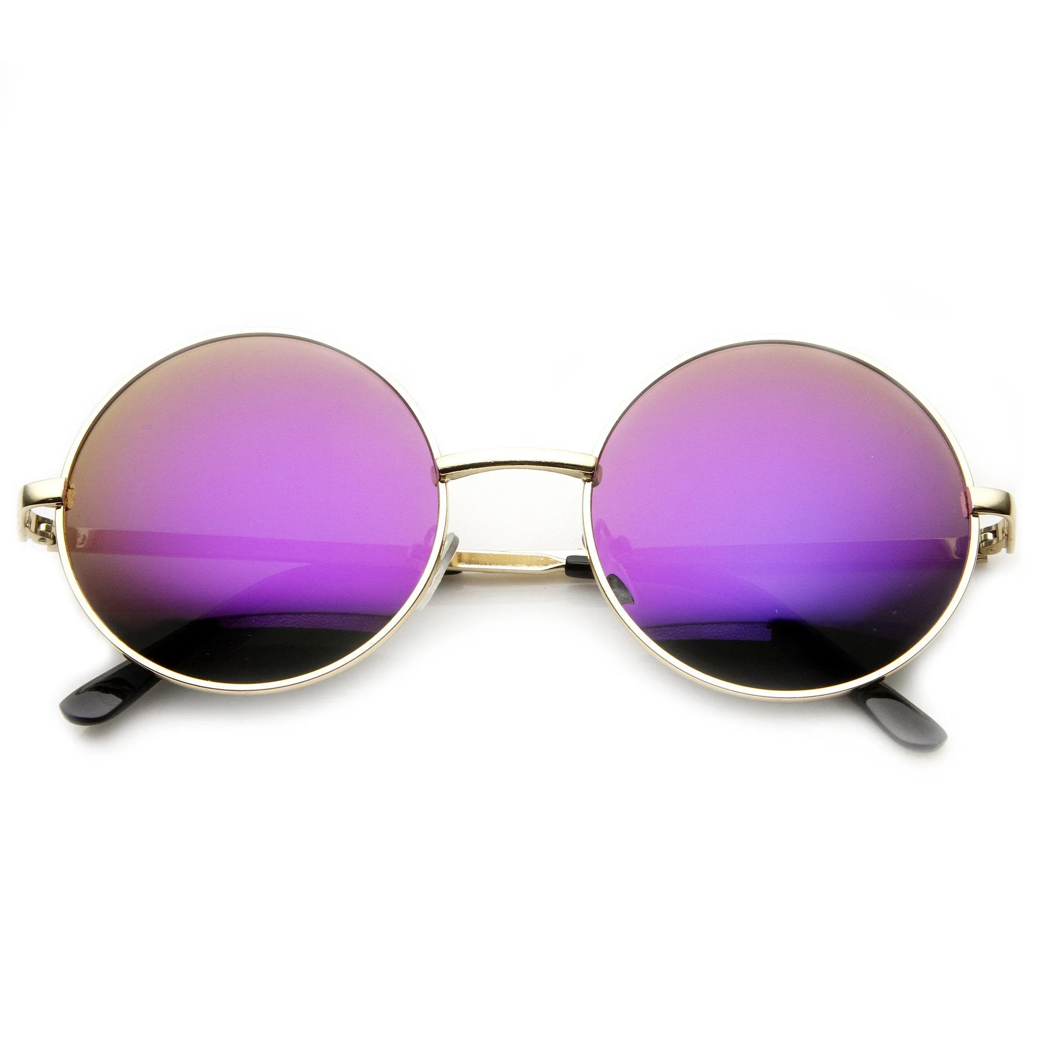 Retro Flash Color Mirror Lens Round Metal Sunglasses 9203