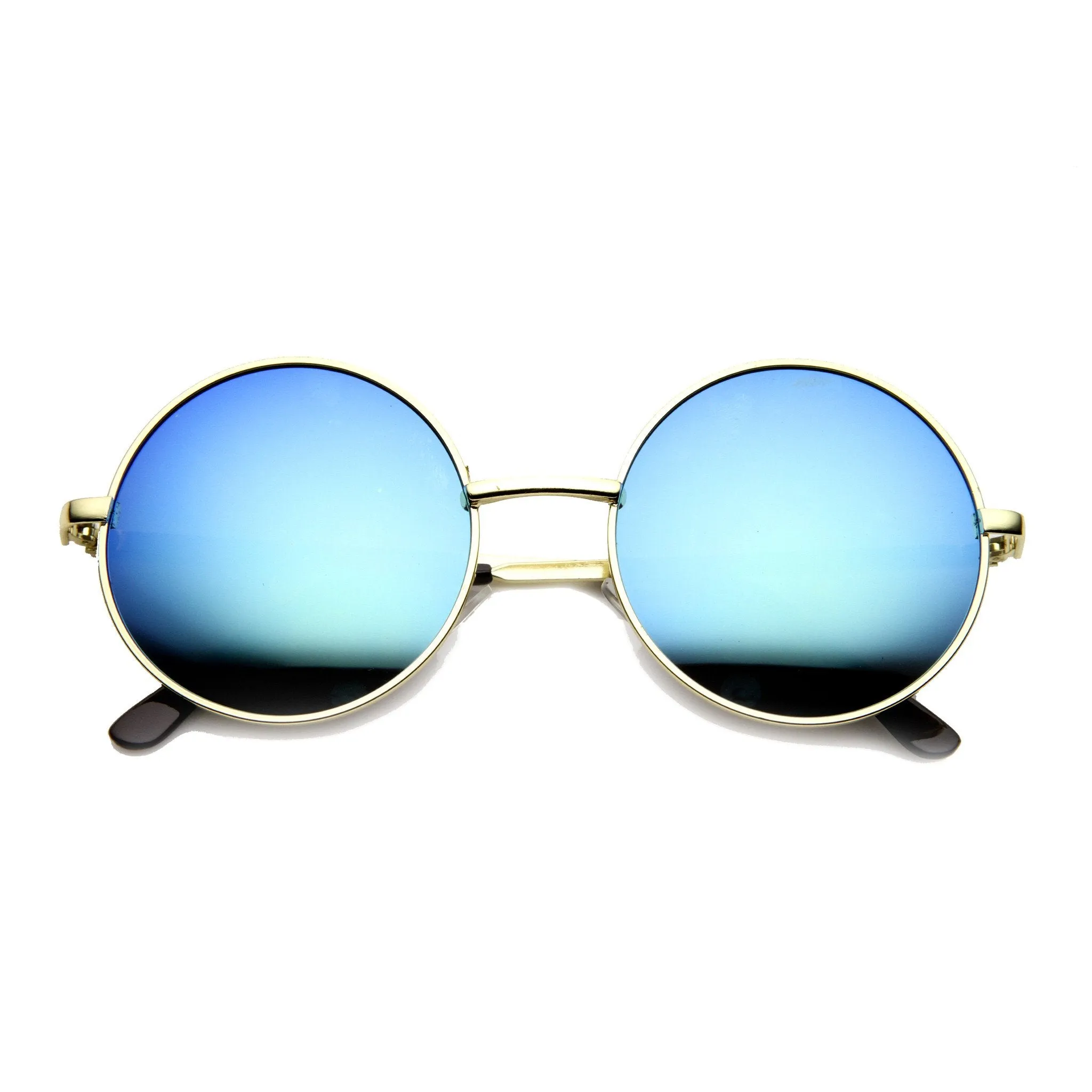 Retro Flash Color Mirror Lens Round Metal Sunglasses 9203