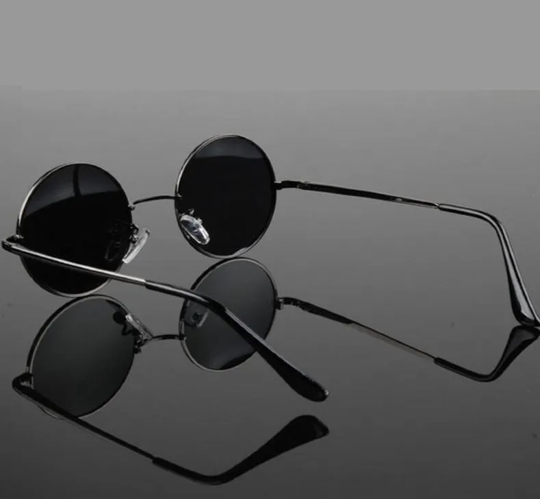 Round John Lennon Sunglasses Black Lenses With Black Frames Or Black Lenses With Gunmetal Frames Hippie Woodstock Festival or Steampunk Eyewear