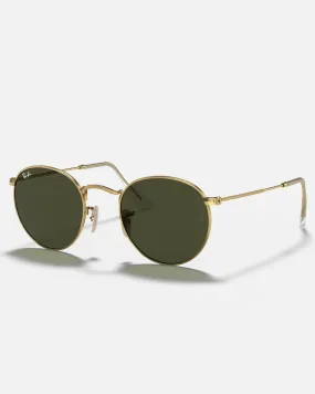 Round Metal Sunglasses in Black & Gold