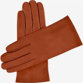 Sofia (brown) - Italian lambskin leather gloves with silk lining