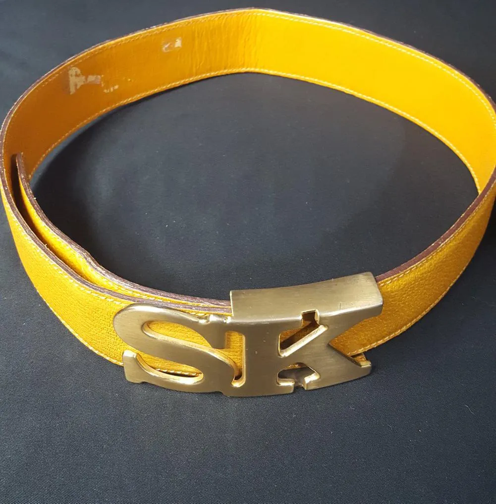 Stephane Kelian Initial Buckle Leather Belt Size S