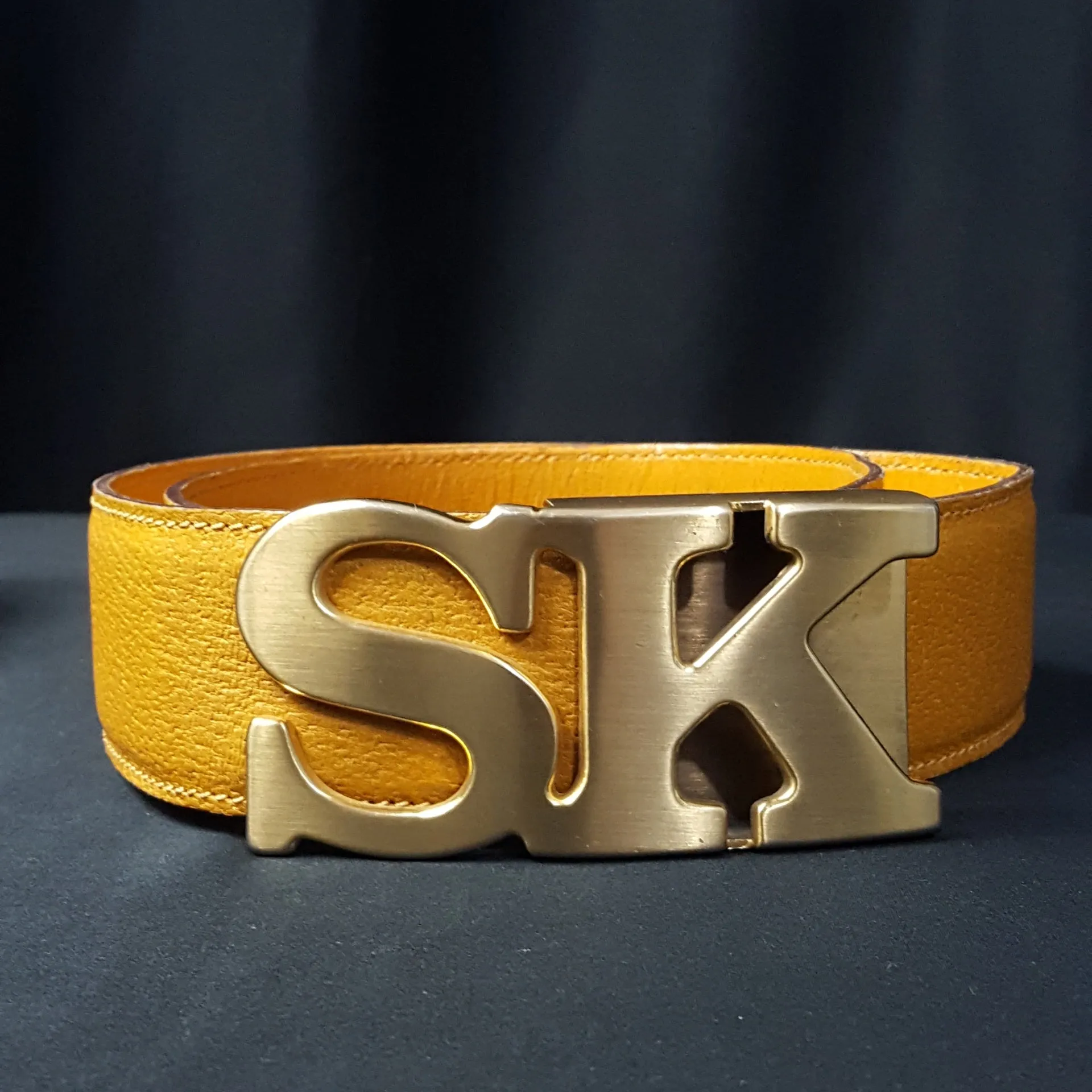 Stephane Kelian Initial Buckle Leather Belt Size S