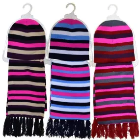 striped hats and scarves set Case of 72