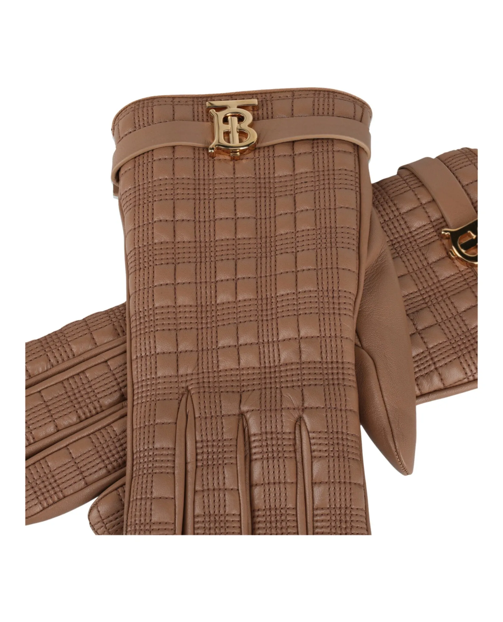 'TB' Quilted Leather Gloves