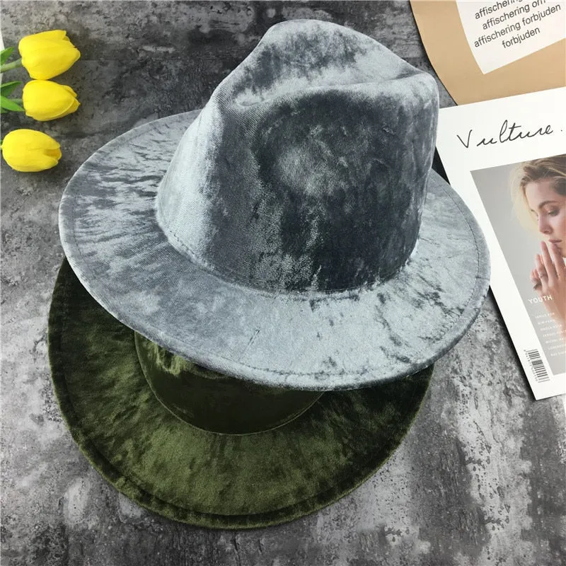 Unisex Velvet Felt Fedora Hats Womens Accessories