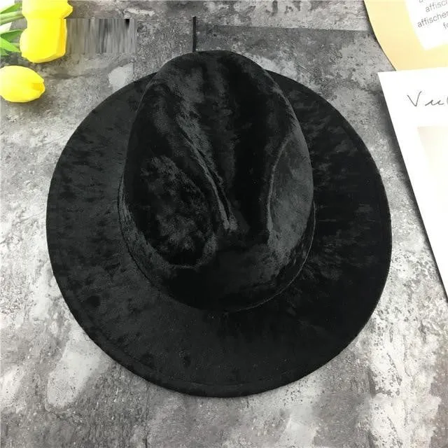 Unisex Velvet Felt Fedora Hats Womens Accessories