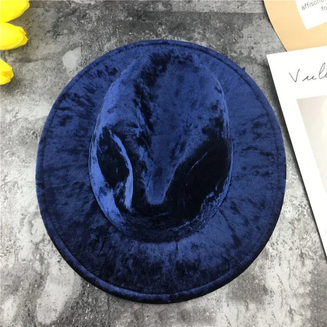 Unisex Velvet Felt Fedora Hats Womens Accessories