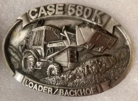 Vintage 1987 Metal Belt Buckle, Case 580K, Loader, Backhoe, Construction, Farming, Tractor, Farmers, 3" x 2", Heavy Duty, Quality