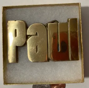 Vintage Metal Belt Buckle, Paul, Nice Western Design, 3 1/4" x 2", Heavy Duty, Quality, Thick Metal, For Belts, Fashion, Shelf Display