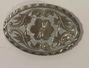 Vintage Metal Belt Buckle, Western Etched Flower Swirl, Nice Design, Standard Size, Heavy Duty, Quality, Thick Metal, For Belts, Fashion,