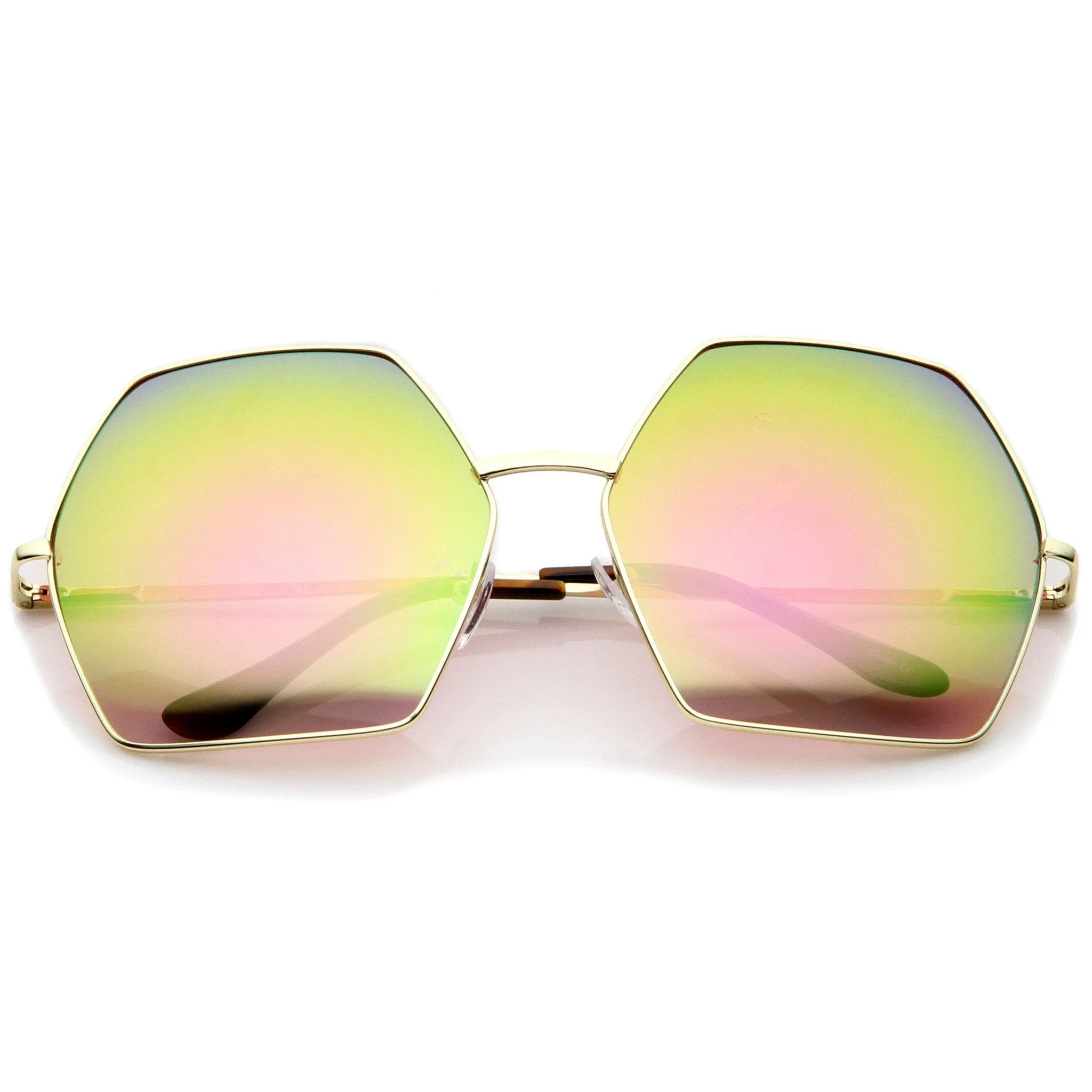 Women's Oversize Geometric Mirrored Lens Sunglasses A508