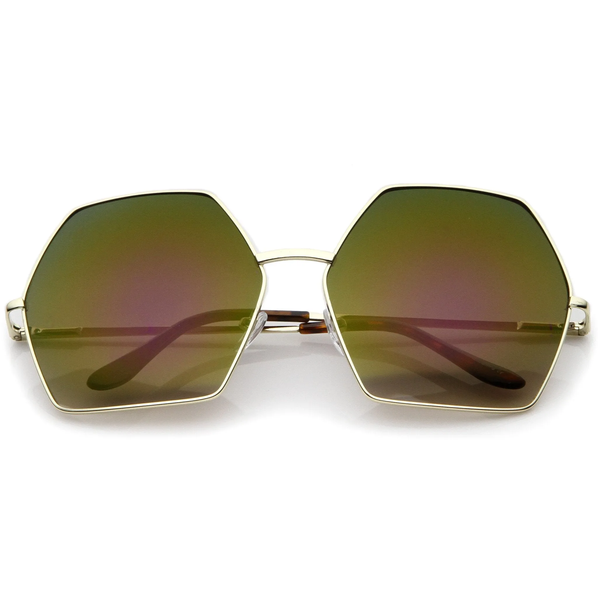 Women's Oversize Geometric Mirrored Lens Sunglasses A508